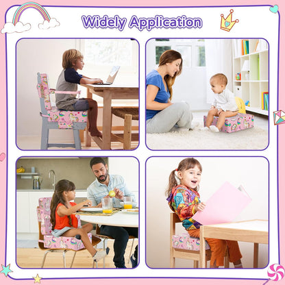 Booster Seat for Kitchen Chair with Backrest, Removable, TPU Waterproof
