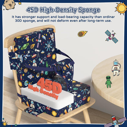 Booster Seat for Kitchen Chair with Backrest, Removable, TPU Waterproof
