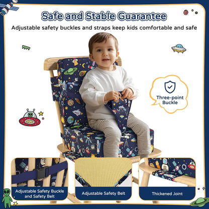 Booster Seat for Kitchen Chair with Backrest, Removable, TPU Waterproof