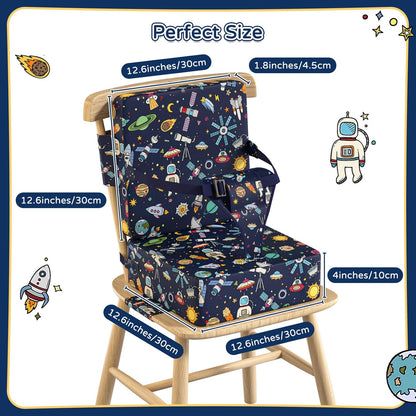 Booster Seat for Kitchen Chair with Backrest, Removable, TPU Waterproof