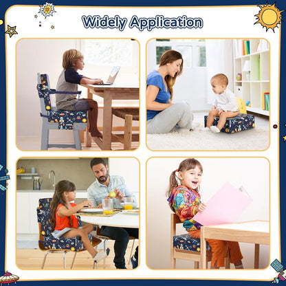 Booster Seat for Kitchen Chair with Backrest, Removable, TPU Waterproof