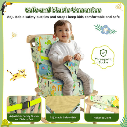 Booster Seat for Kitchen Chair with Backrest, Removable, TPU Waterproof