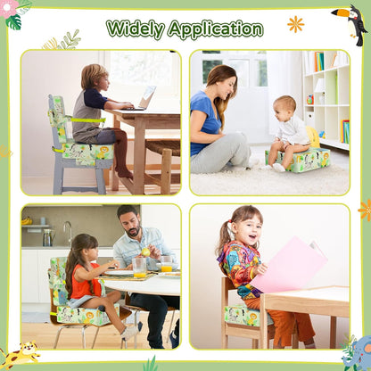 Booster Seat for Kitchen Chair with Backrest, Removable, TPU Waterproof