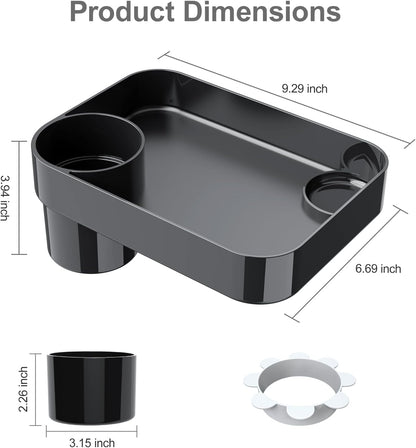 Car Seat Tray for Kids Toddlers Travel with 3-Inch Cup Holder & Dip Well