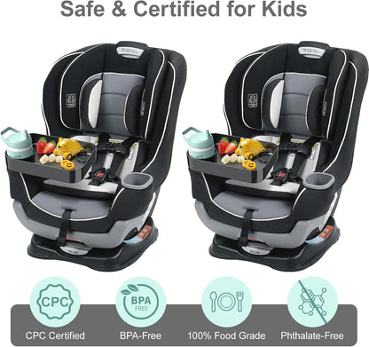 Car Seat Tray for Kids Toddlers Travel with 3-Inch Cup Holder & Dip Well