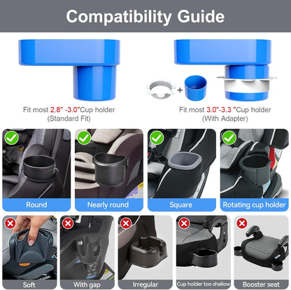 Car Seat Tray for Kids Toddlers Travel with 3-Inch Cup Holder & Dip Well
