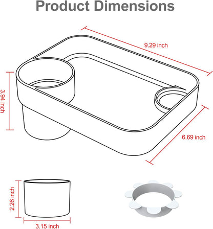 Car Seat Tray for Kids Toddlers Travel with 3-Inch Cup Holder & Dip Well