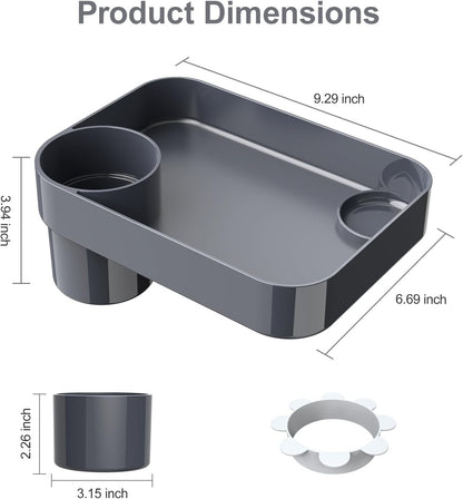 Car Seat Tray for Kids Toddlers Travel with 3-Inch Cup Holder & Dip Well