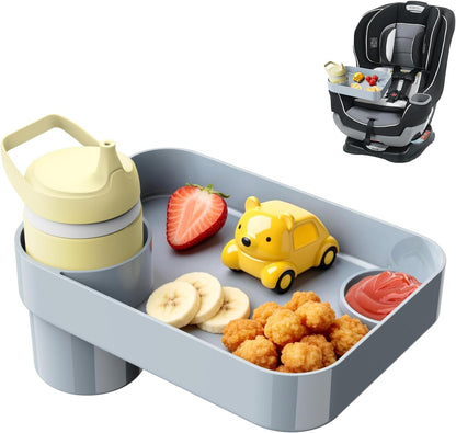Car Seat Tray for Kids Toddlers Travel with 3-Inch Cup Holder & Dip Well
