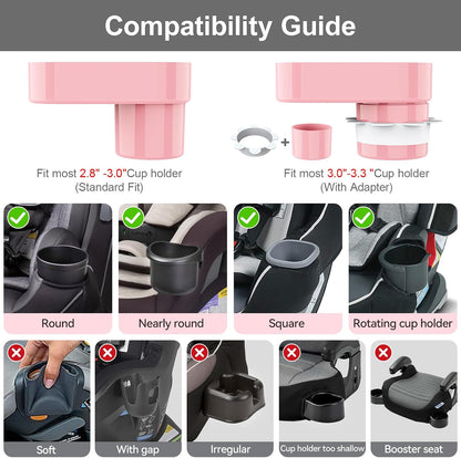 Car Seat Tray for Kids Toddlers Travel with 3-Inch Cup Holder & Dip Well