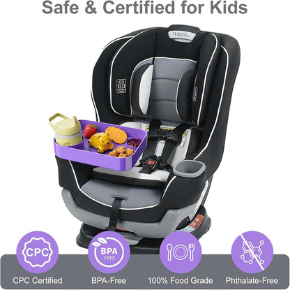 Car Seat Tray for Kids Toddlers Travel with 3-Inch Cup Holder & Dip Well