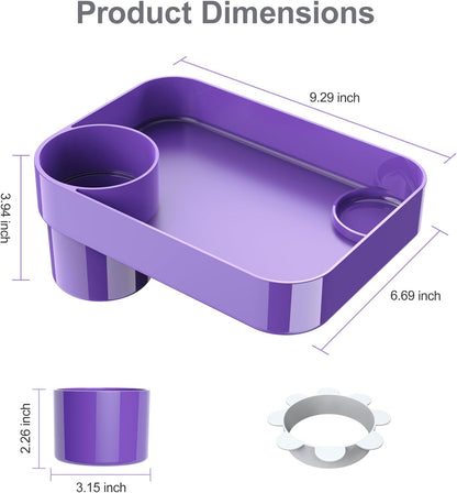 Car Seat Tray for Kids Toddlers Travel with 3-Inch Cup Holder & Dip Well