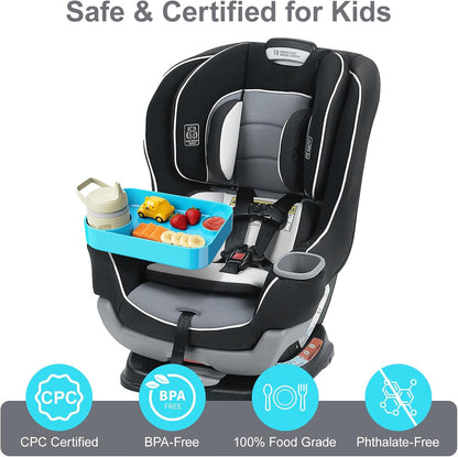 Car Seat Tray for Kids Toddlers Travel with 3-Inch Cup Holder & Dip Well
