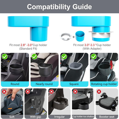 Car Seat Tray for Kids Toddlers Travel with 3-Inch Cup Holder & Dip Well