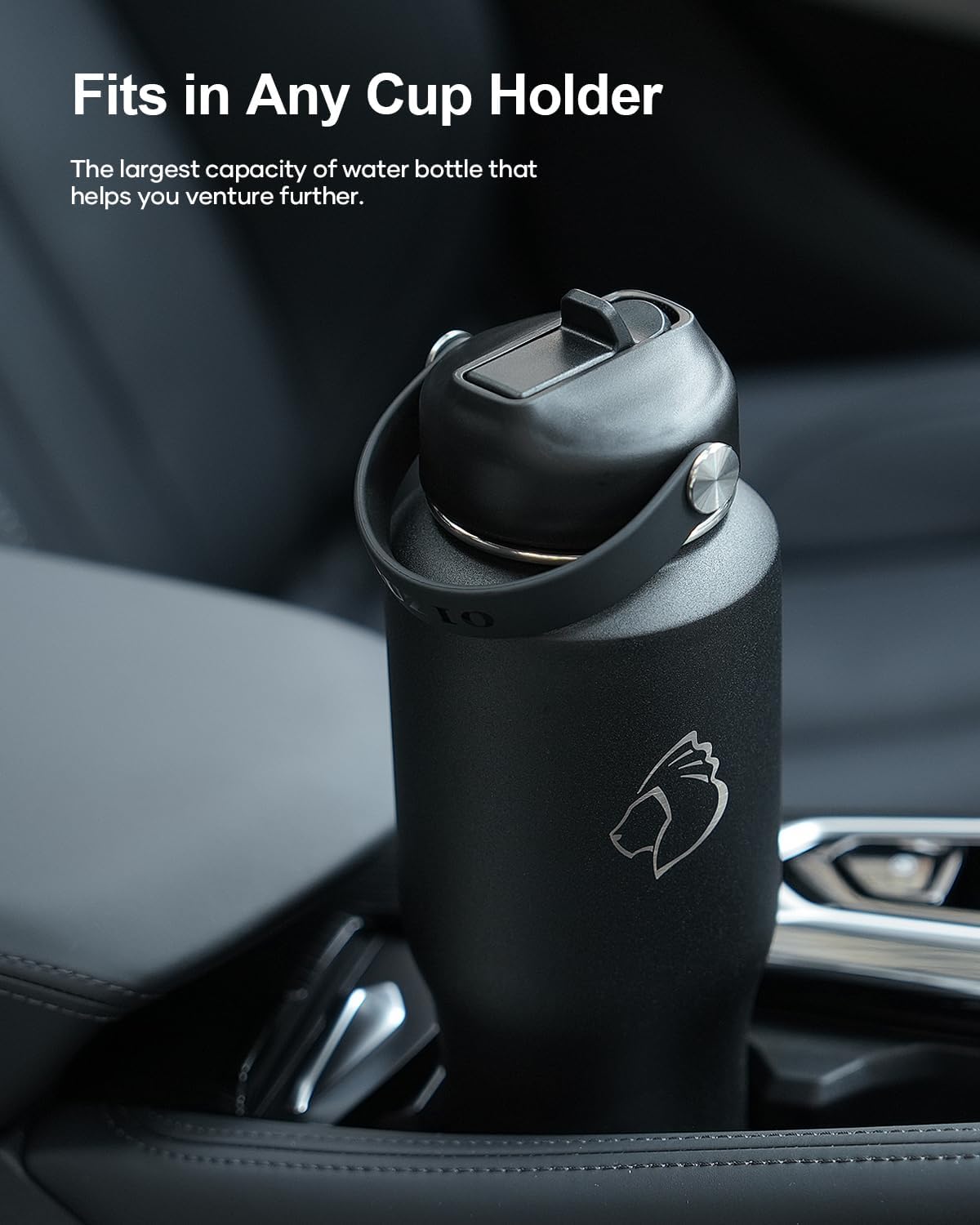 32 oz Insulated Water Bottle Fits in Car Cup Holders, Stainless Steel | Cup Holder Friendly Tumbler, 48 Hrs Cold, Leakproof Straw Lid, Triple Walled Metal Bottles for Travel