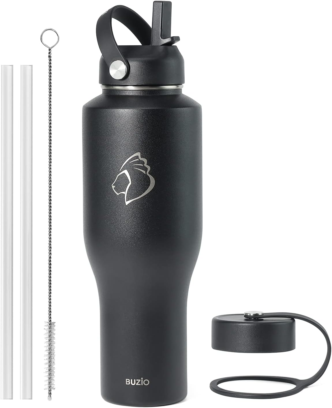 32 oz Insulated Water Bottle Fits in Car Cup Holders, Stainless Steel | Cup Holder Friendly Tumbler, 48 Hrs Cold, Leakproof Straw Lid, Triple Walled Metal Bottles for Travel