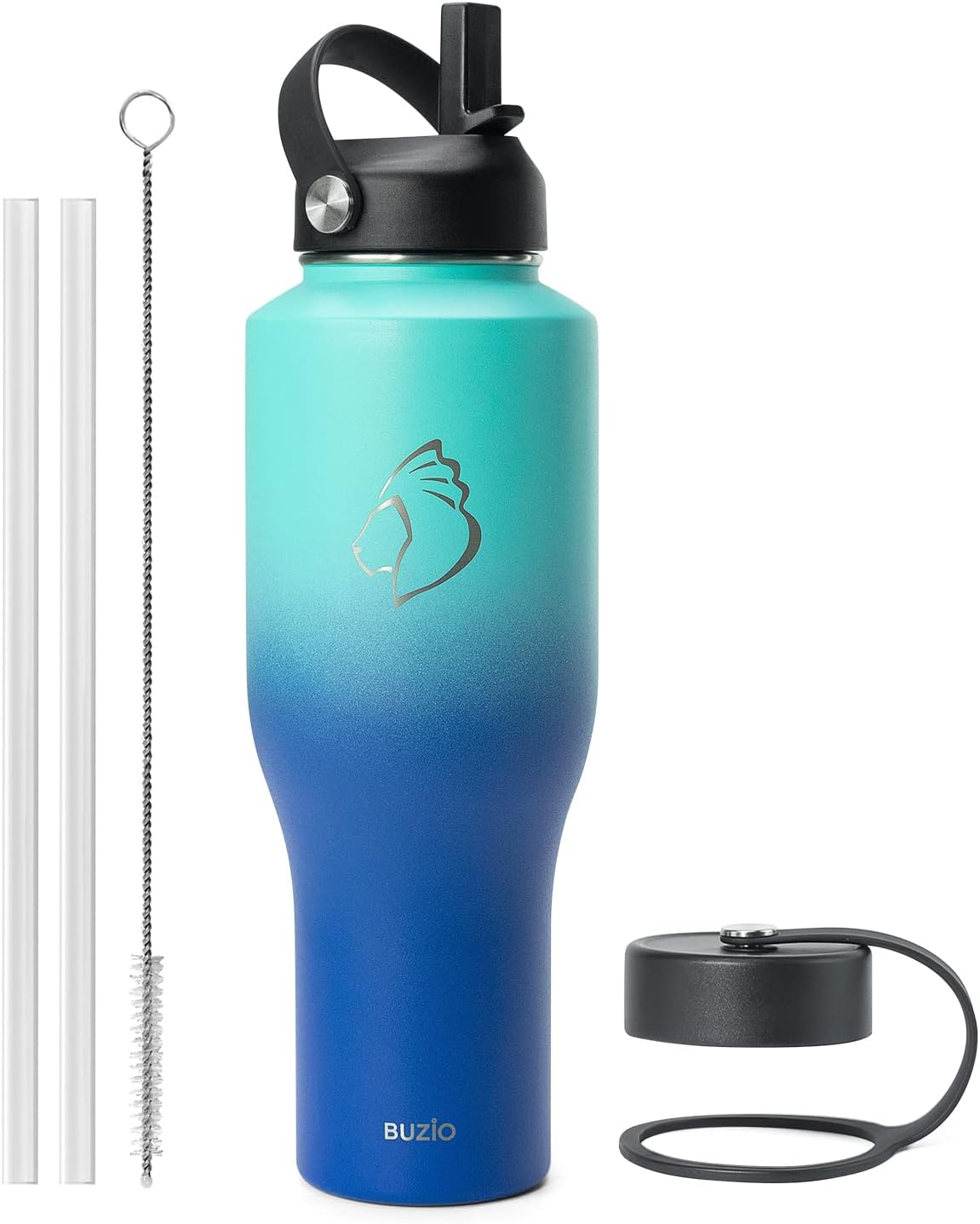 32 oz Insulated Water Bottle Fits in Car Cup Holders, Stainless Steel | Cup Holder Friendly Tumbler, 48 Hrs Cold, Leakproof Straw Lid, Triple Walled Metal Bottles for Travel