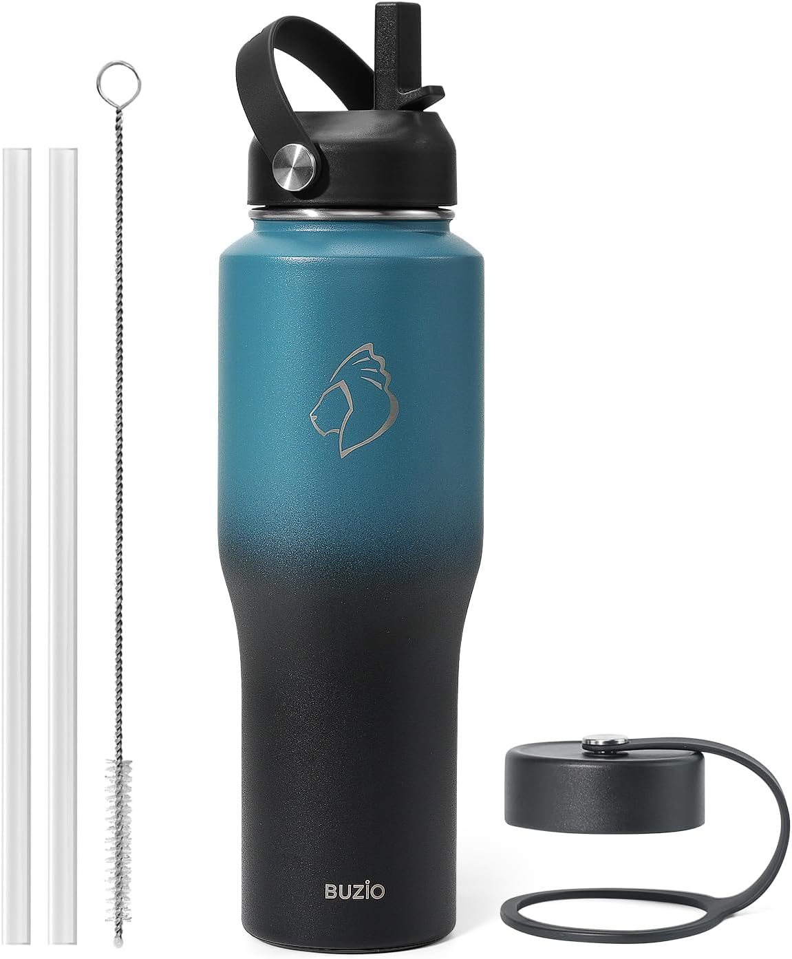32 oz Insulated Water Bottle Fits in Car Cup Holders, Stainless Steel | Cup Holder Friendly Tumbler, 48 Hrs Cold, Leakproof Straw Lid, Triple Walled Metal Bottles for Travel