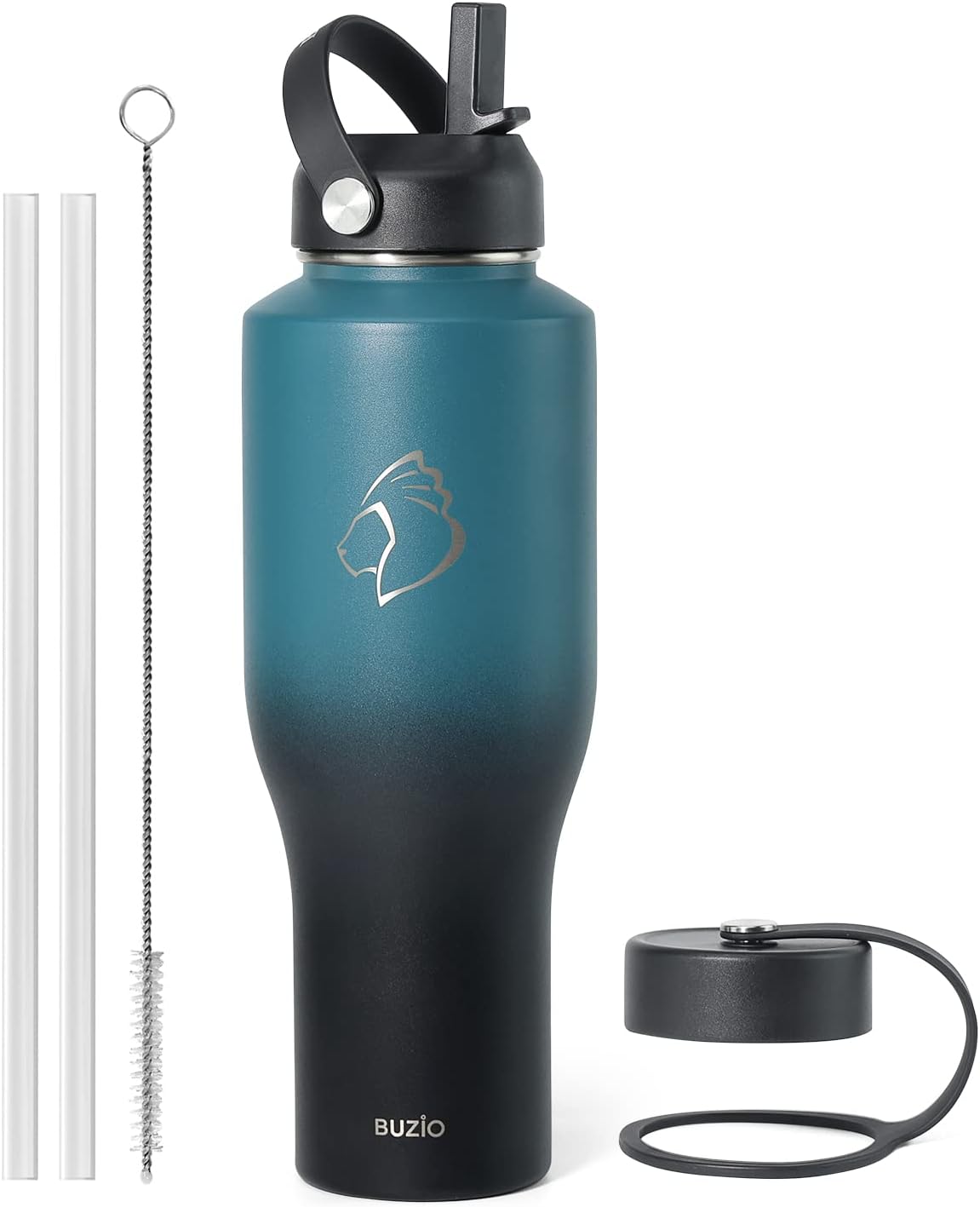 32 oz Insulated Water Bottle Fits in Car Cup Holders, Stainless Steel | Cup Holder Friendly Tumbler, 48 Hrs Cold, Leakproof Straw Lid, Triple Walled Metal Bottles for Travel