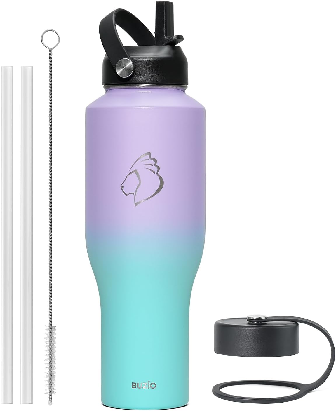 32 oz Insulated Water Bottle Fits in Car Cup Holders, Stainless Steel | Cup Holder Friendly Tumbler, 48 Hrs Cold, Leakproof Straw Lid, Triple Walled Metal Bottles for Travel