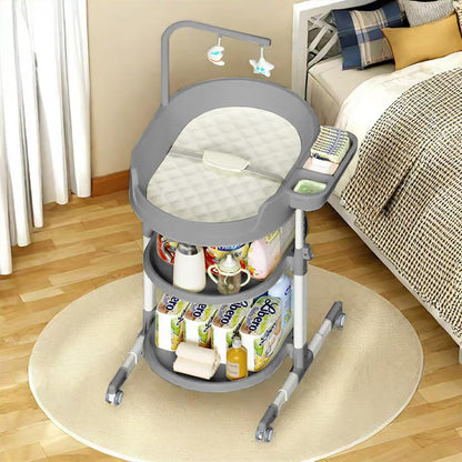 Diaper Changing Station, Portable Changing Table for Baby, Diaper Changing Table with Storage Drawers, Waterproof Baby Changing Station with Wheels and Adjustable Height for Newborn Infant (White)