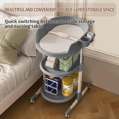 Diaper Changing Station, Portable Changing Table for Baby, Diaper Changing Table with Storage Drawers, Waterproof Baby Changing Station with Wheels and Adjustable Height for Newborn Infant (White)