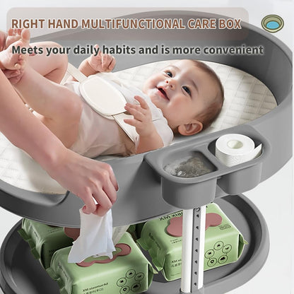 Diaper Changing Station, Portable Changing Table for Baby, Diaper Changing Table with Storage Drawers, Waterproof Baby Changing Station with Wheels and Adjustable Height for Newborn Infant (White)