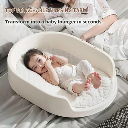 Diaper Changing Station, Portable Changing Table for Baby, Diaper Changing Table with Storage Drawers, Waterproof Baby Changing Station with Wheels and Adjustable Height for Newborn Infant (White)