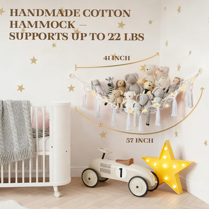 Stuffed Animal Storage Hammock, Large Toy Hammock Net for Stuffed Animals Room Decor, Cute Toy Display Plushie Net, Jumbo Doll Corner Stuff Animals Organizer Decorations