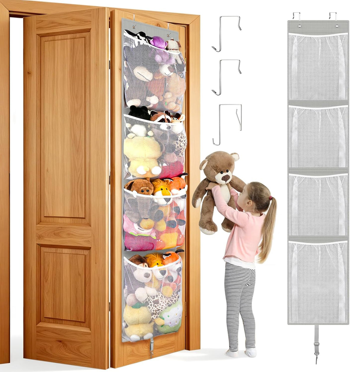 Stuffed Animal Storage Over Door, Hanging Plush Toy Organizer Holder