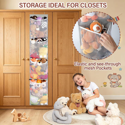Stuffed Animal Storage Over Door, Hanging Plush Toy Organizer Holder