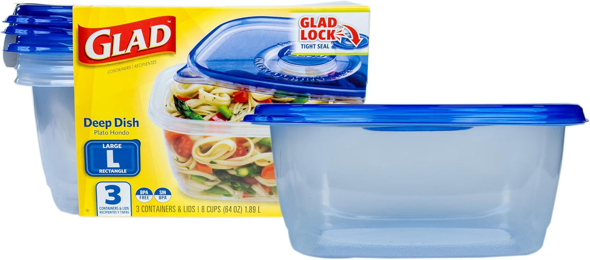 Glad GladWare Medium Rectangle Food Storage Containers, 24 Oz