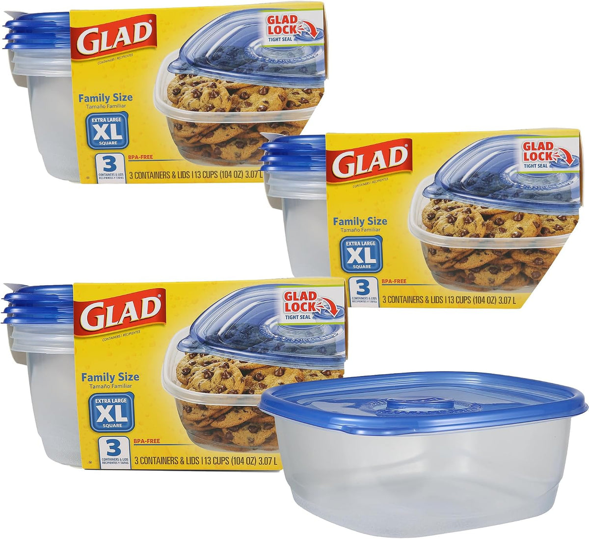 Glad GladWare Medium Rectangle Food Storage Containers, 24 Oz