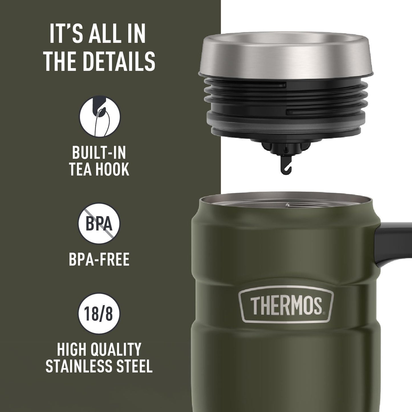 Stainless King Travel Mug with Handle, 16oz, Matte Steel | Vacuum-Insulated Travel Mug with Handle for Hot & Cold Drinks, Stainless Steel Coffee Mug with Lid for Commuting
