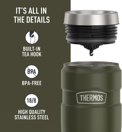 Stainless King Travel Mug with Handle, 16oz, Matte Steel | Vacuum-Insulated Travel Mug with Handle for Hot & Cold Drinks, Stainless Steel Coffee Mug with Lid for Commuting