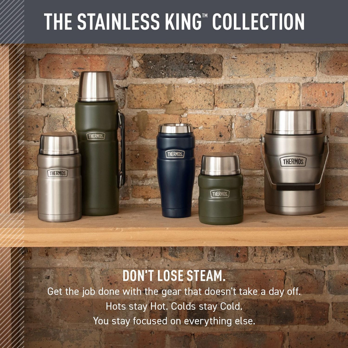Stainless King Travel Mug with Handle, 16oz, Matte Steel | Vacuum-Insulated Travel Mug with Handle for Hot & Cold Drinks, Stainless Steel Coffee Mug with Lid for Commuting