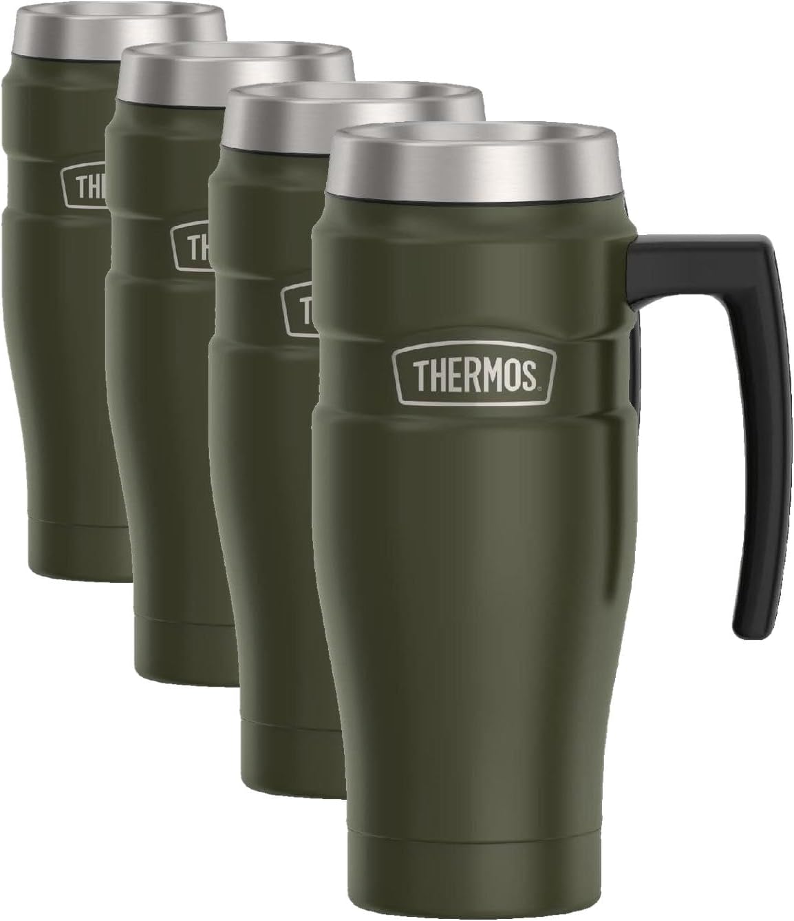 Stainless King Travel Mug with Handle, 16oz, Matte Steel | Vacuum-Insulated Travel Mug with Handle for Hot & Cold Drinks, Stainless Steel Coffee Mug with Lid for Commuting