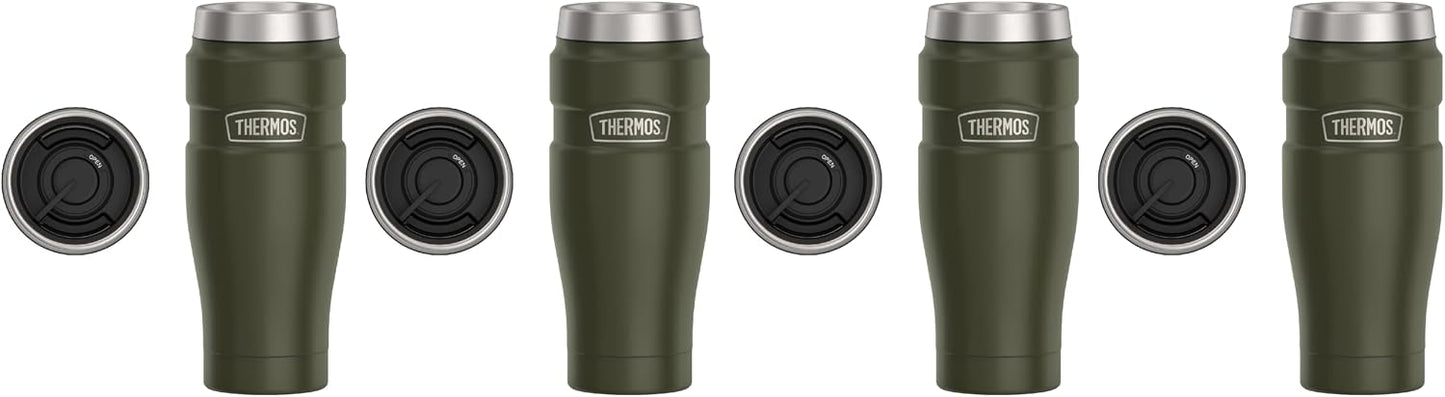 Stainless King Travel Mug with Handle, 16oz, Matte Steel | Vacuum-Insulated Travel Mug with Handle for Hot & Cold Drinks, Stainless Steel Coffee Mug with Lid for Commuting
