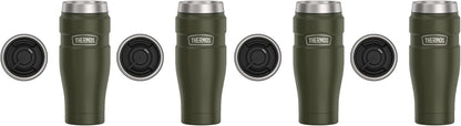 Stainless King Travel Mug with Handle, 16oz, Matte Steel | Vacuum-Insulated Travel Mug with Handle for Hot & Cold Drinks, Stainless Steel Coffee Mug with Lid for Commuting