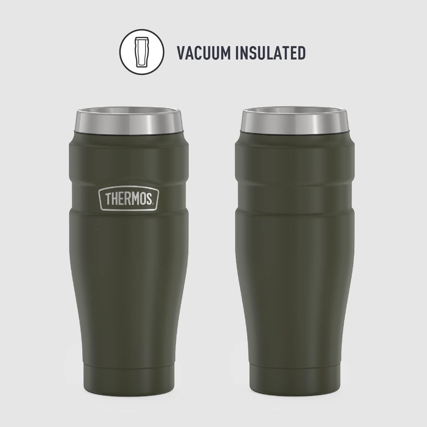 Stainless King Travel Mug with Handle, 16oz, Matte Steel | Vacuum-Insulated Travel Mug with Handle for Hot & Cold Drinks, Stainless Steel Coffee Mug with Lid for Commuting