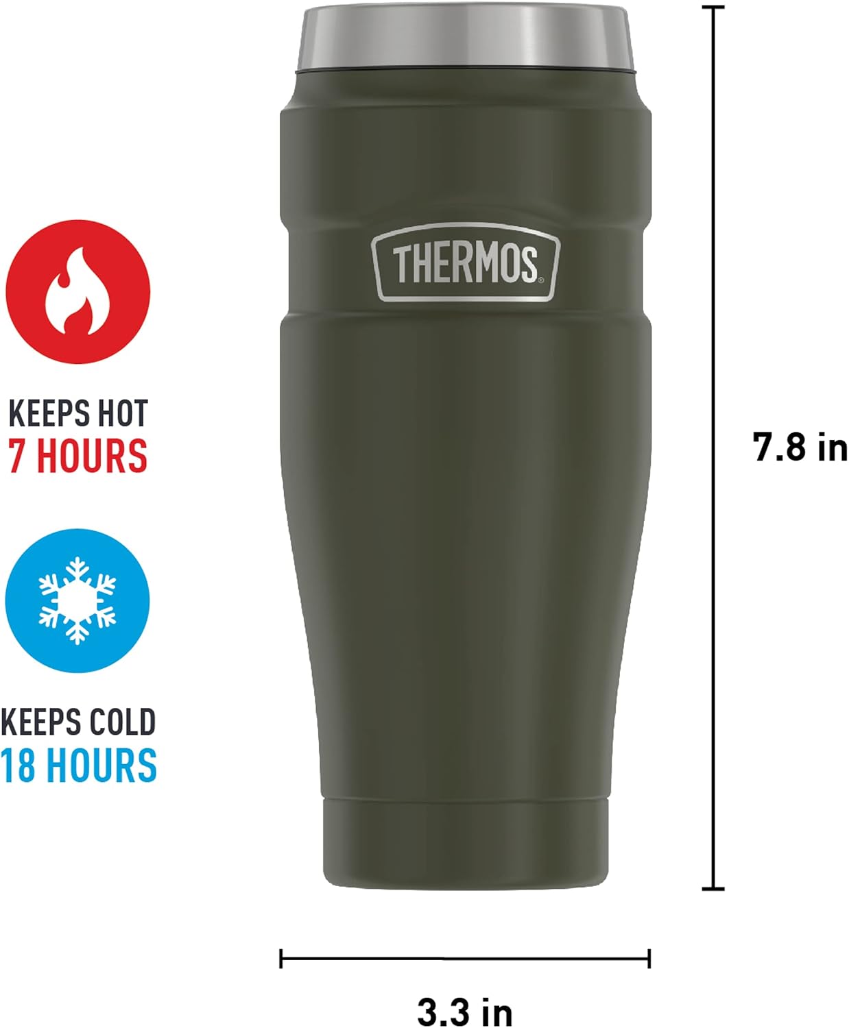 Stainless King Travel Mug with Handle, 16oz, Matte Steel | Vacuum-Insulated Travel Mug with Handle for Hot & Cold Drinks, Stainless Steel Coffee Mug with Lid for Commuting