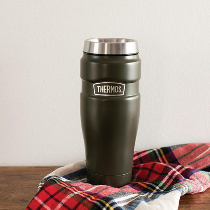 Stainless King Travel Mug with Handle, 16oz, Matte Steel | Vacuum-Insulated Travel Mug with Handle for Hot & Cold Drinks, Stainless Steel Coffee Mug with Lid for Commuting