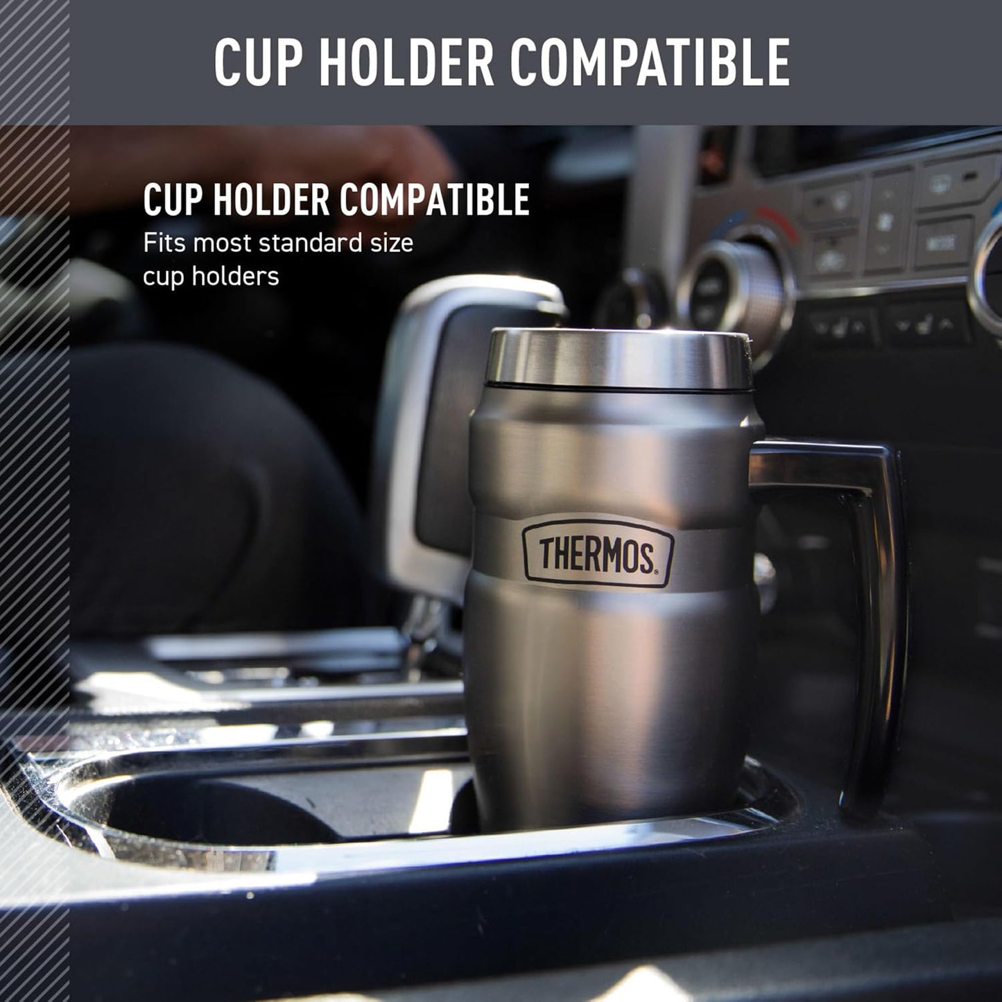 Stainless King Travel Mug with Handle, 16oz, Matte Steel | Vacuum-Insulated Travel Mug with Handle for Hot & Cold Drinks, Stainless Steel Coffee Mug with Lid for Commuting