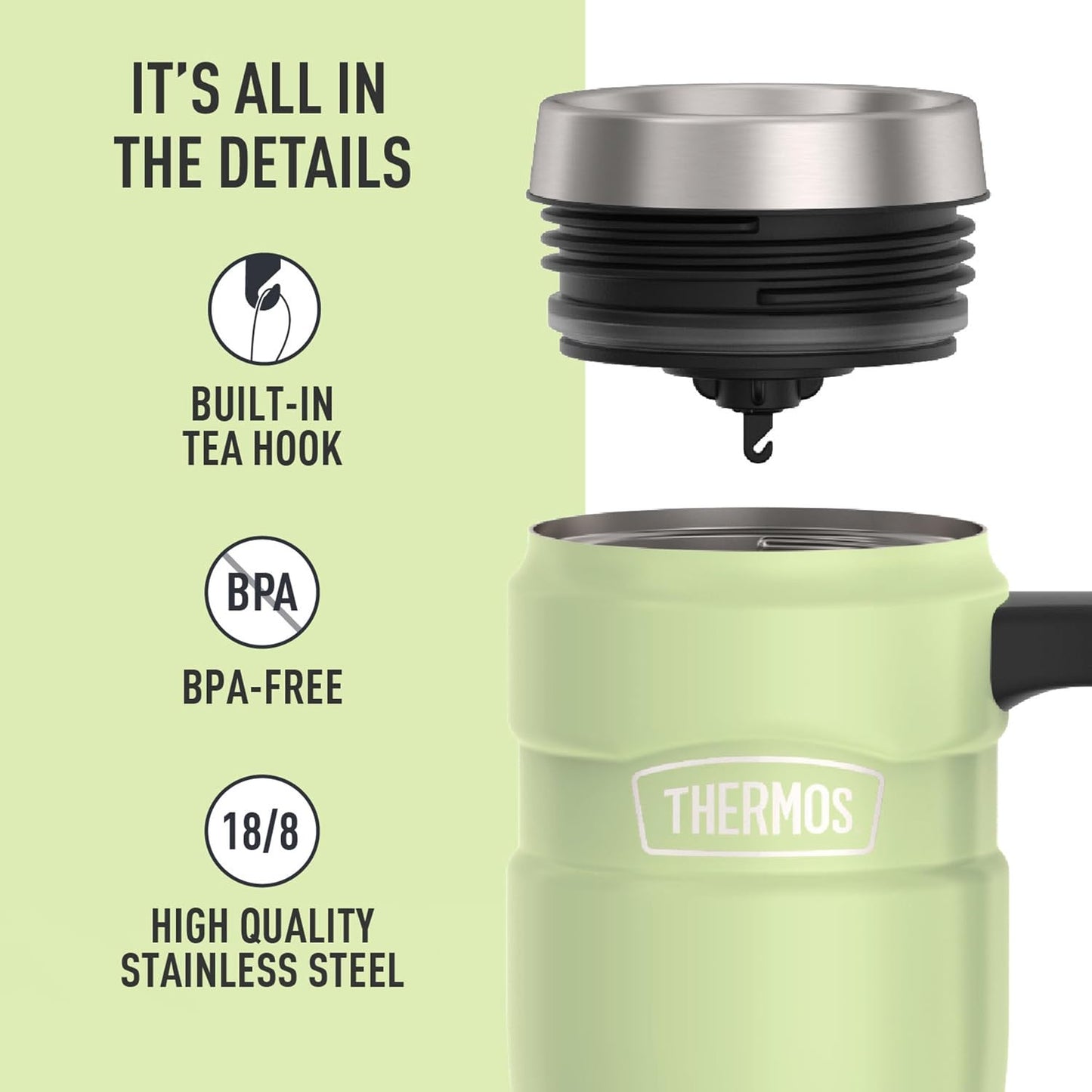 Stainless King Travel Mug with Handle, 16oz, Matte Steel | Vacuum-Insulated Travel Mug with Handle for Hot & Cold Drinks, Stainless Steel Coffee Mug with Lid for Commuting