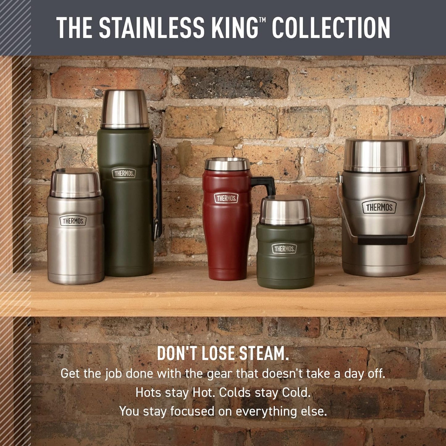 Stainless King Travel Mug with Handle, 16oz, Matte Steel | Vacuum-Insulated Travel Mug with Handle for Hot & Cold Drinks, Stainless Steel Coffee Mug with Lid for Commuting