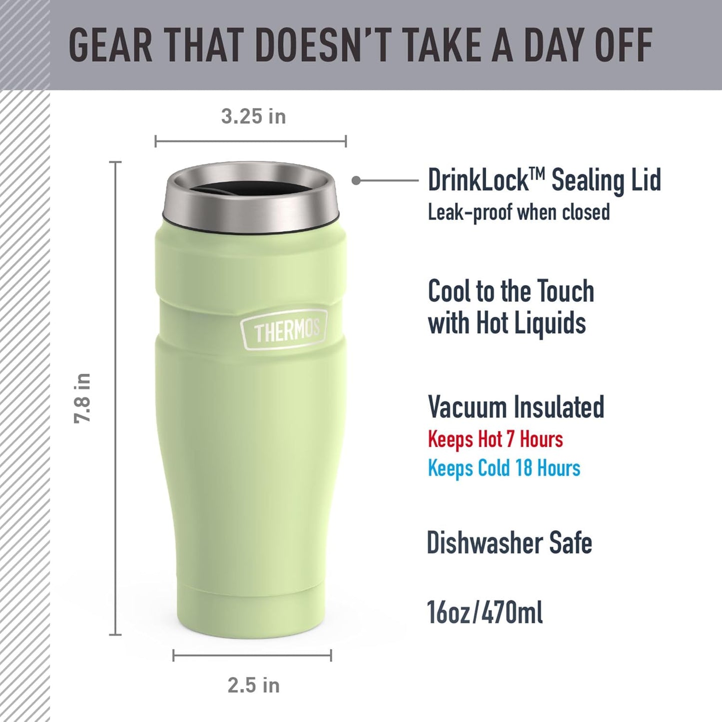 Stainless King Travel Mug with Handle, 16oz, Matte Steel | Vacuum-Insulated Travel Mug with Handle for Hot & Cold Drinks, Stainless Steel Coffee Mug with Lid for Commuting