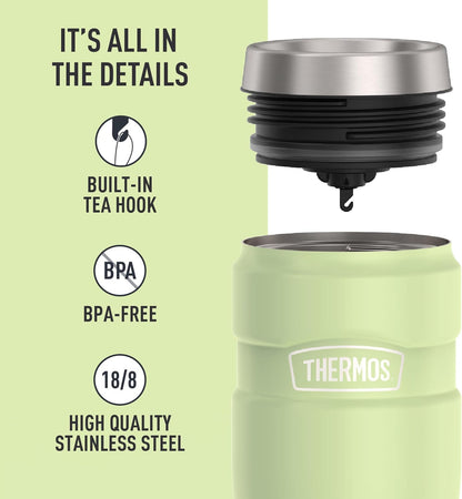 Stainless King Travel Mug with Handle, 16oz, Matte Steel | Vacuum-Insulated Travel Mug with Handle for Hot & Cold Drinks, Stainless Steel Coffee Mug with Lid for Commuting