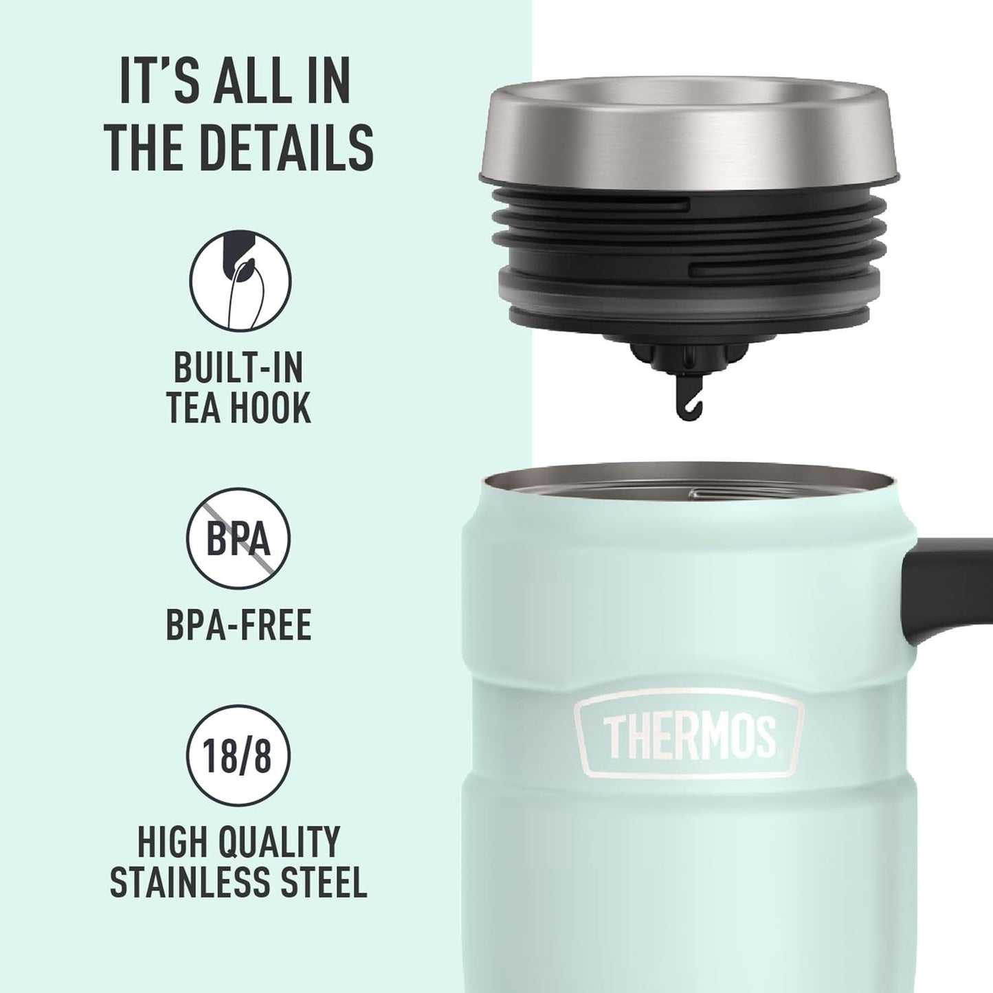 Stainless King Travel Mug with Handle, 16oz, Matte Steel | Vacuum-Insulated Travel Mug with Handle for Hot & Cold Drinks, Stainless Steel Coffee Mug with Lid for Commuting