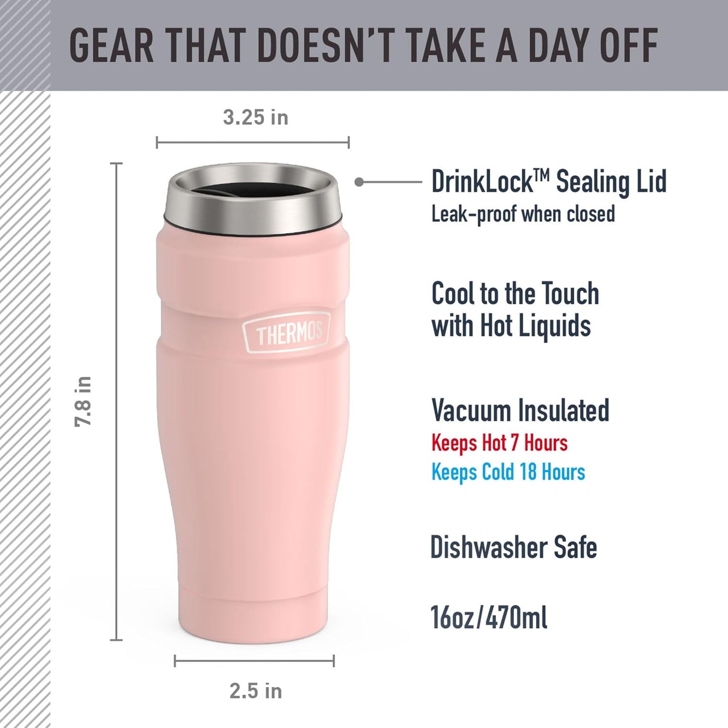 Stainless King Travel Mug with Handle, 16oz, Matte Steel | Vacuum-Insulated Travel Mug with Handle for Hot & Cold Drinks, Stainless Steel Coffee Mug with Lid for Commuting