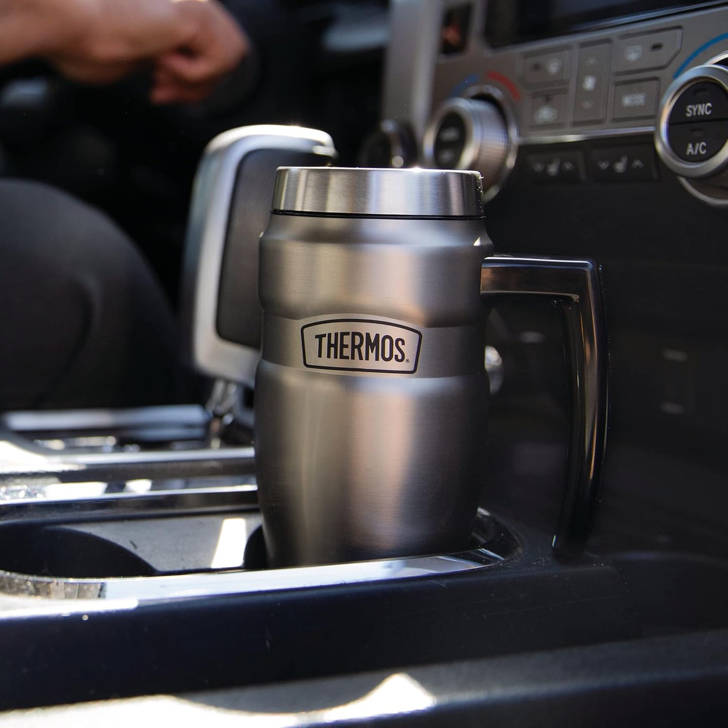 Stainless King Travel Mug with Handle, 16oz, Matte Steel | Vacuum-Insulated Travel Mug with Handle for Hot & Cold Drinks, Stainless Steel Coffee Mug with Lid for Commuting